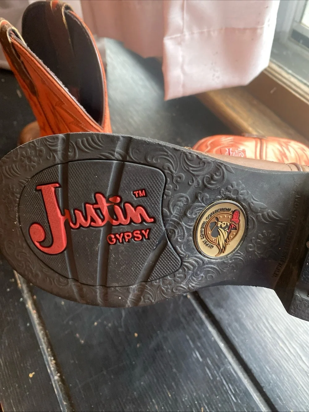 Womans Orange and Brown Western Work Boots